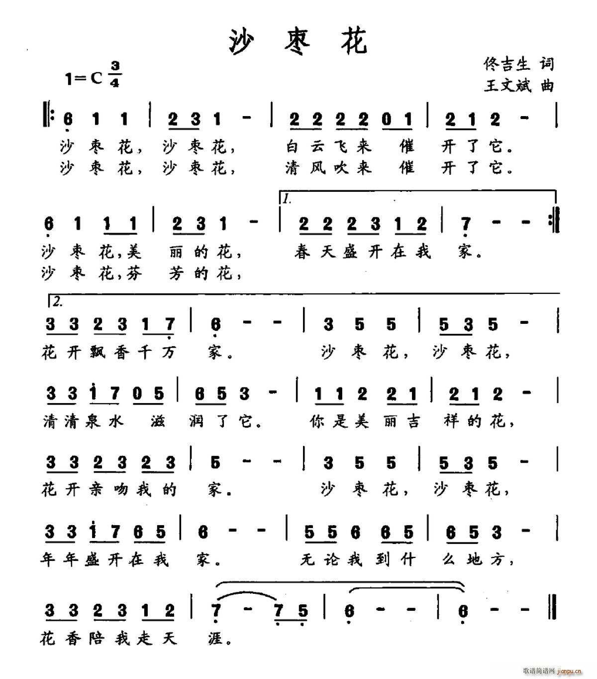 沙枣(二字歌谱)1