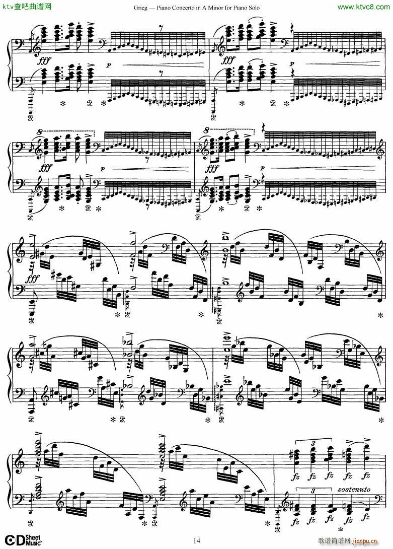 Grieg Piano Concerto solo arr 2 byGrieg(钢琴谱)14