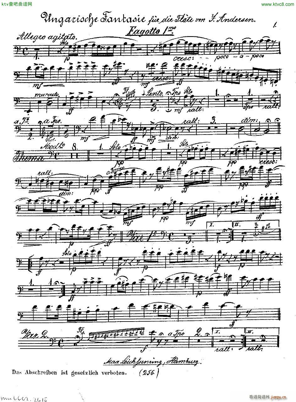 Andersen op 2 Ungarische Fantasie orch parts(钢琴谱)36