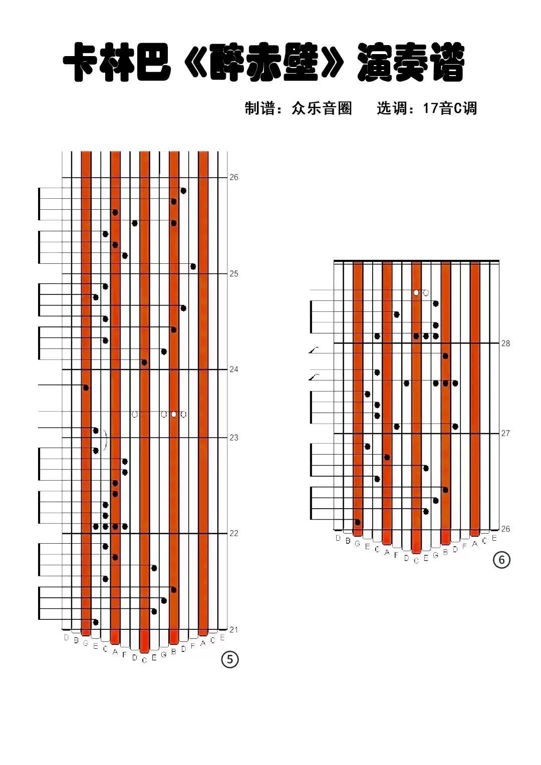 醉赤壁 17音卡林巴琴演奏谱(十字及以上)3