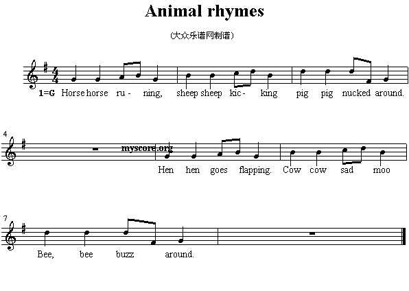 Animal rhymes(十字及以上)1