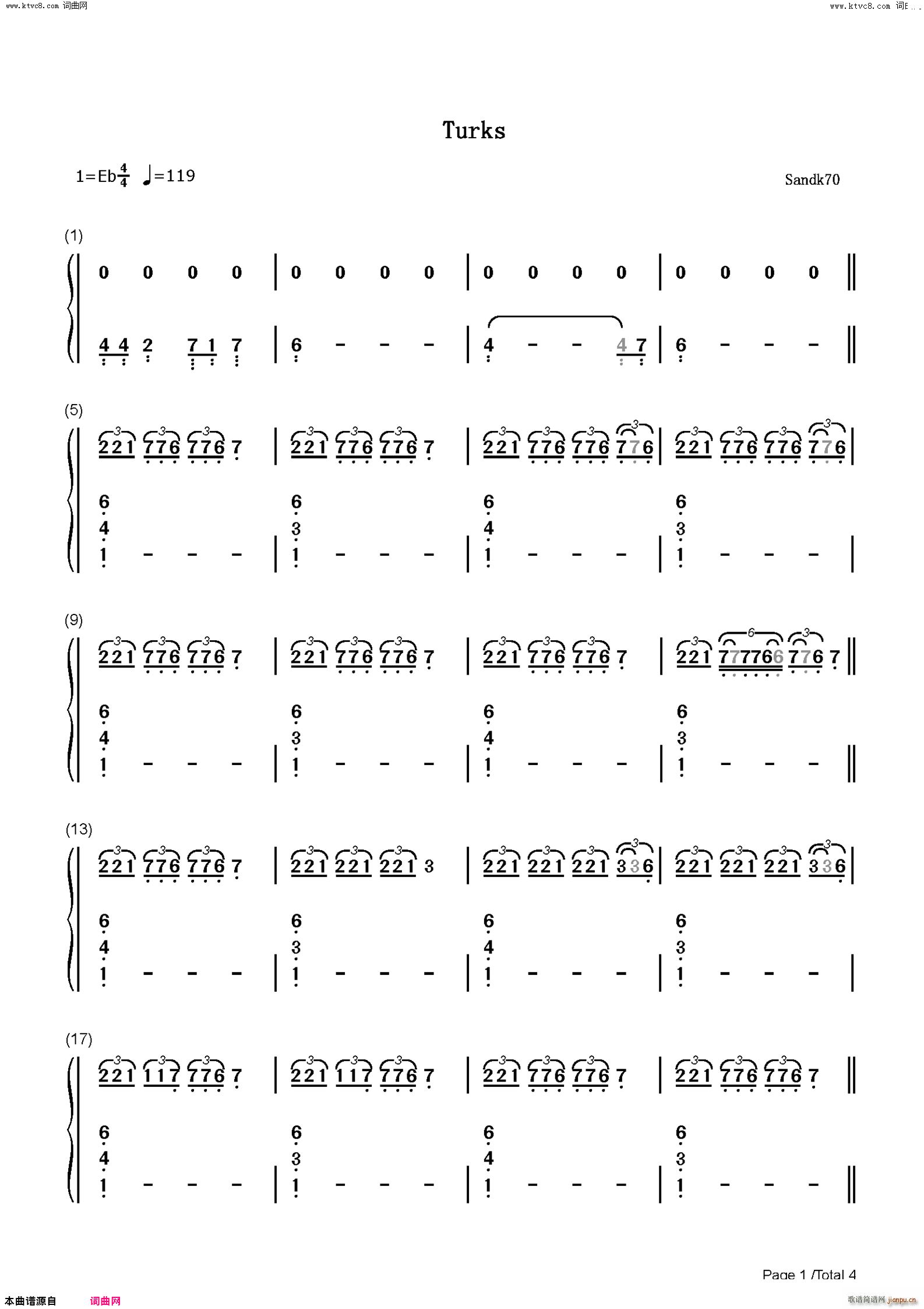 Turks(钢琴谱)7