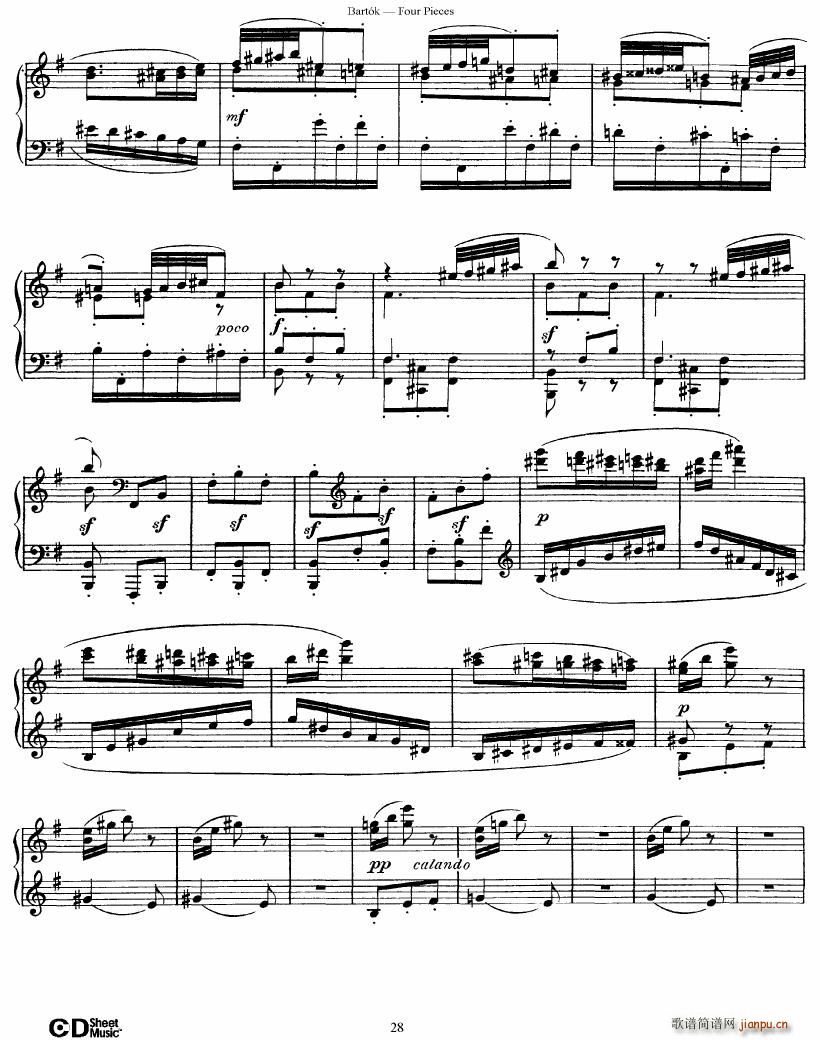 Bartok DD 71 Four Piano Pieces(钢琴谱)28