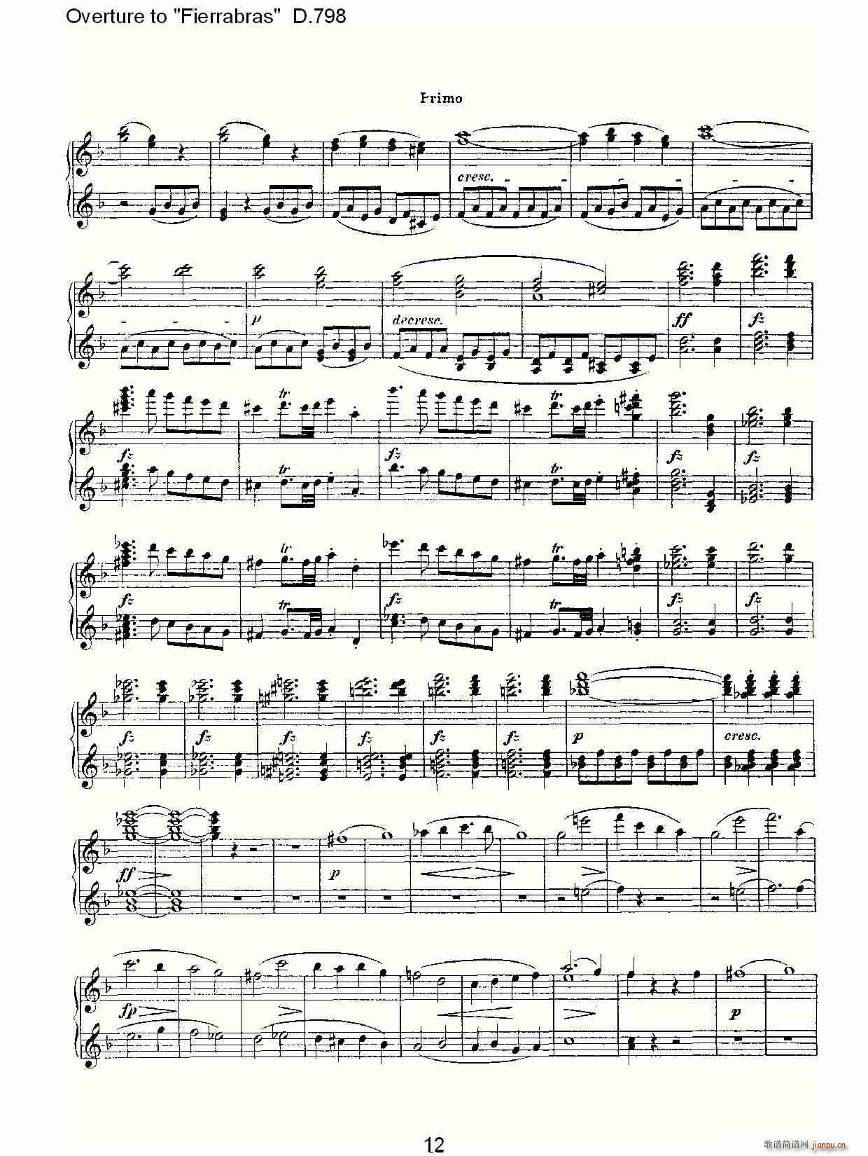 Overture to Fierrabras D 798 Fierrabras 序曲D 798(钢琴谱)12