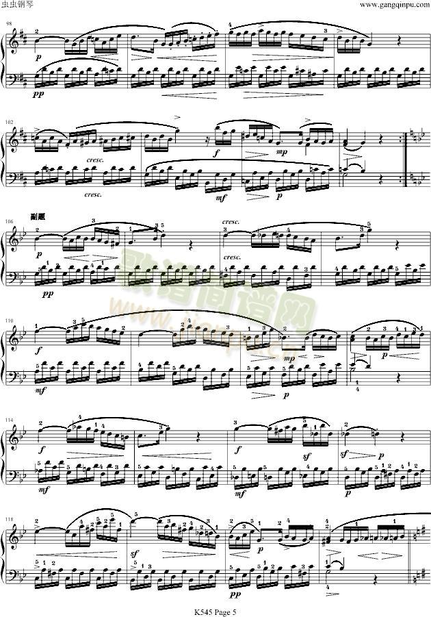 奏鸣曲K545-带指法(钢琴谱)5
