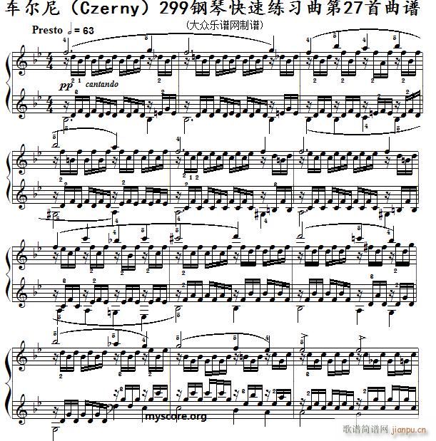 车尔尼 钢琴快速练习曲 Czerny 299 第27首 及练习提示(钢琴谱)1