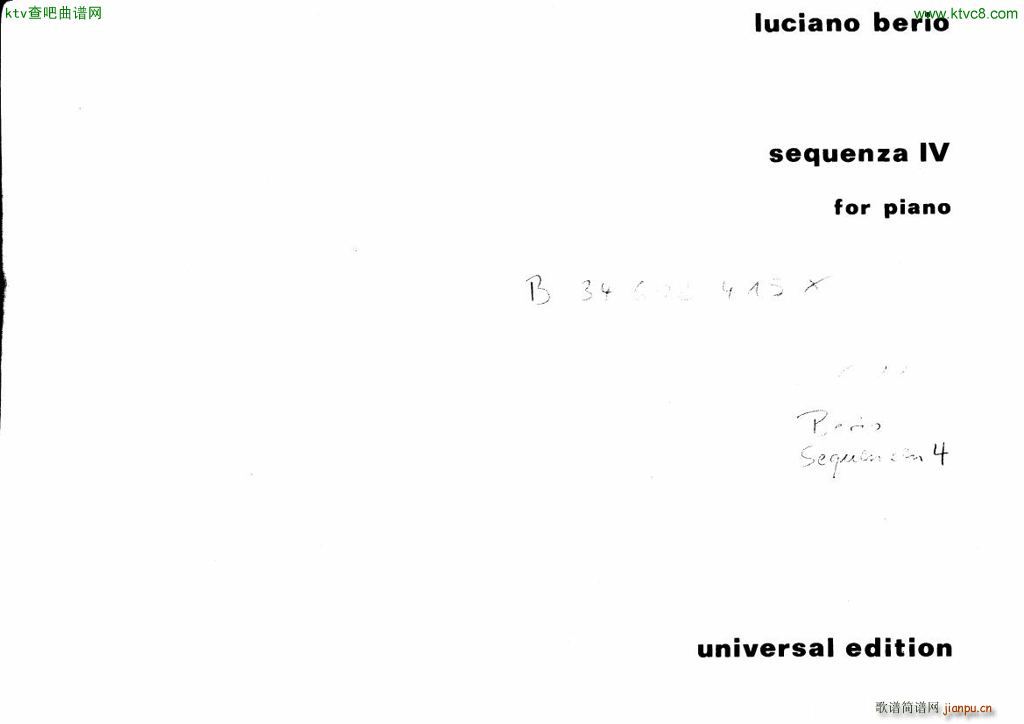 Berio Sequenza IV(钢琴谱)1