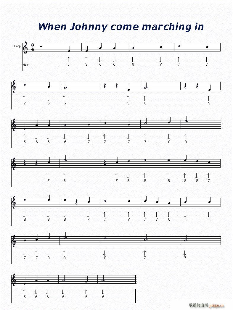 When johnny come mar ching in 布鲁斯(口琴谱)1