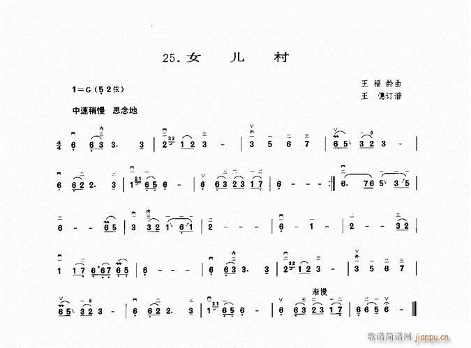 二胡 女儿村(二胡谱)1