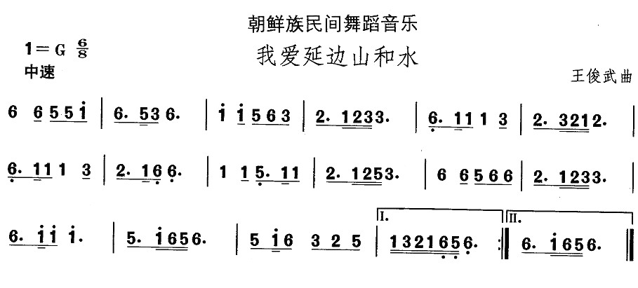 中国民族民间舞曲选朝鲜族舞蹈：我爱延边山和水(十字及以上)1