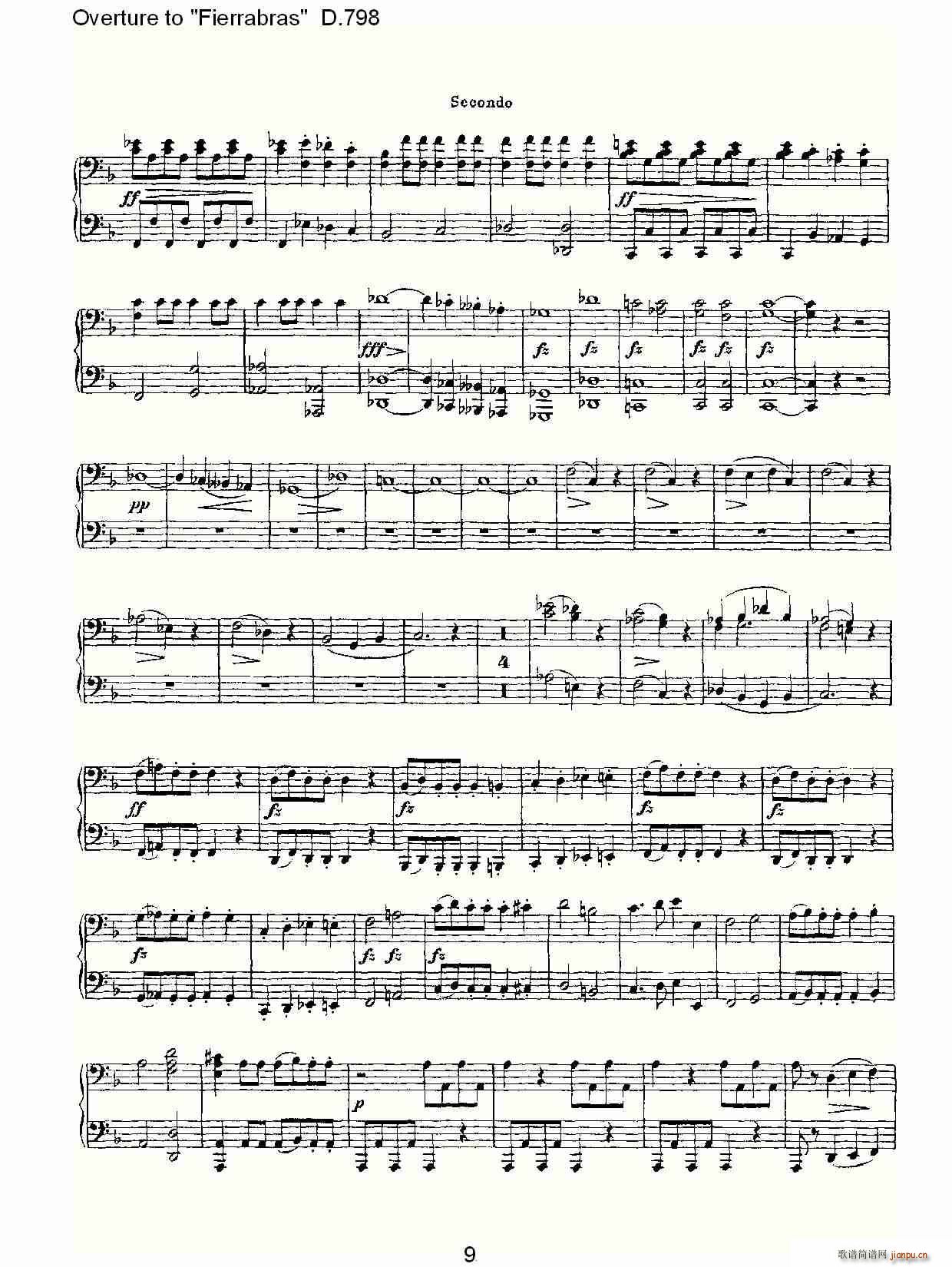 Overture to Fierrabras D 798 Fierrabras 序曲D 798(钢琴谱)9