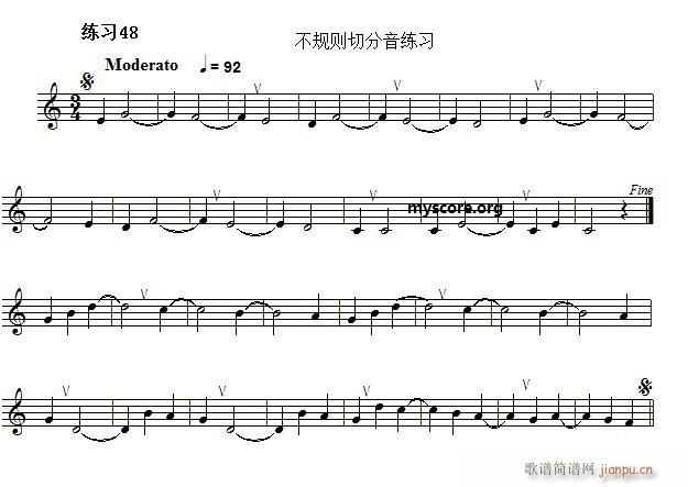 快速入门 附录 视唱浅易经典练习曲 48(十字及以上)1