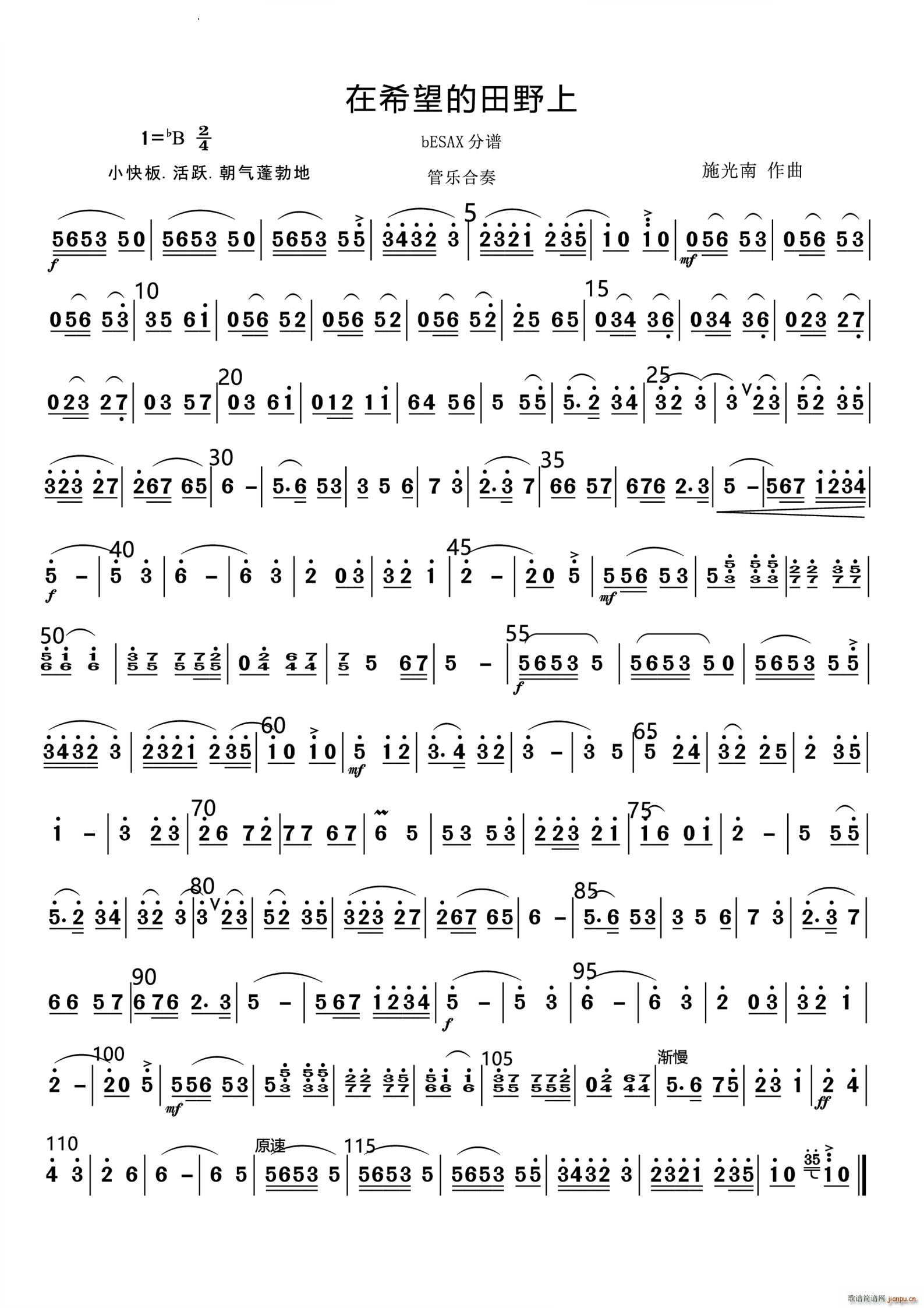 在希望的田野上管乐合奏 和(总谱)12
