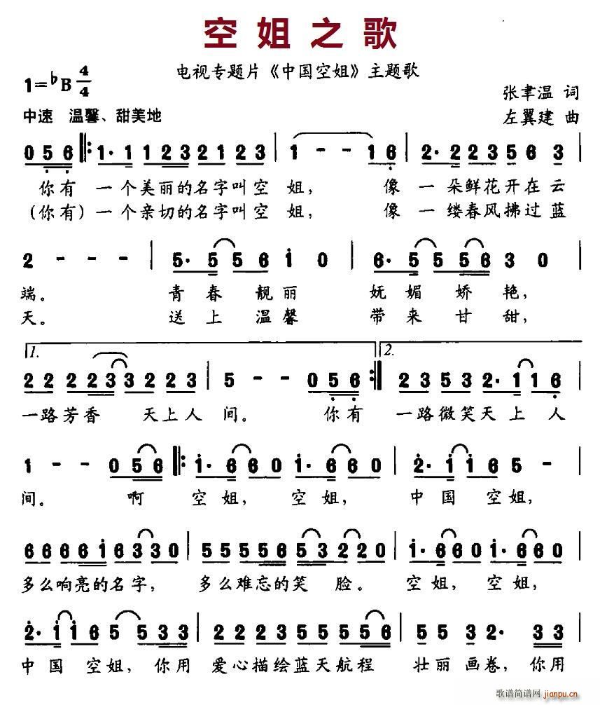 空姐之歌 电视专题片 中国空姐 主题歌(十字及以上)1