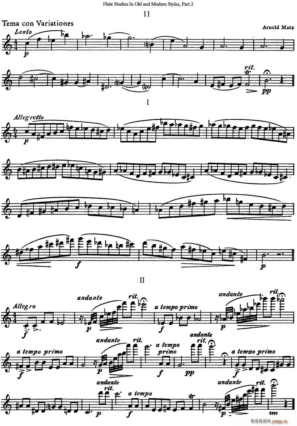 斯勒新老风格长笛练习重奏曲 第二部分 NO 11 长笛(笛箫谱)1