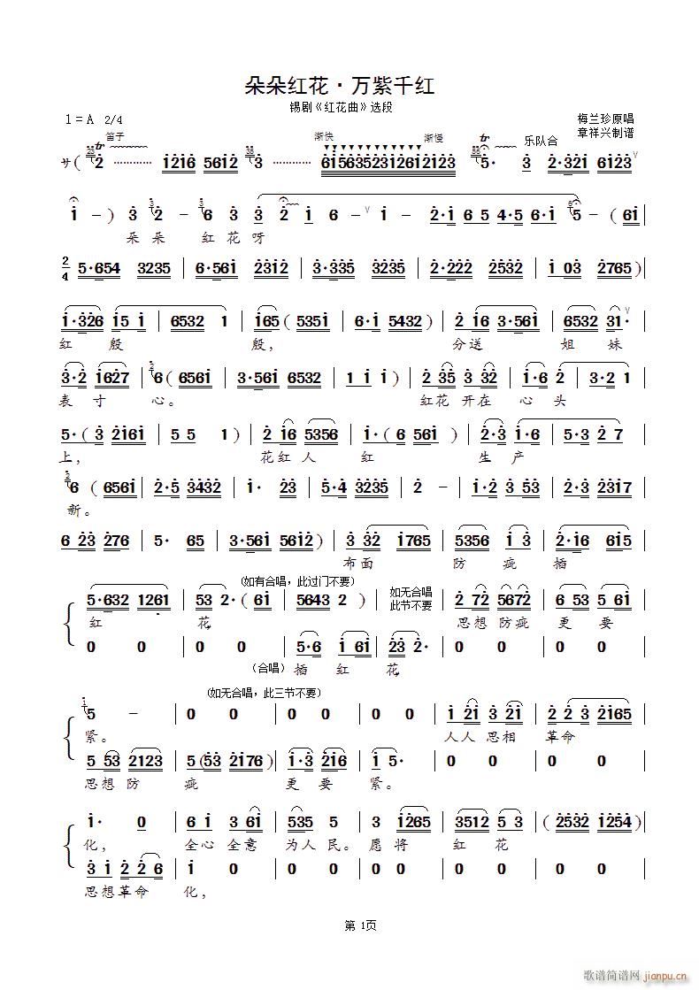 朵朵红花 万紫千红 锡剧 选段(十字及以上)1