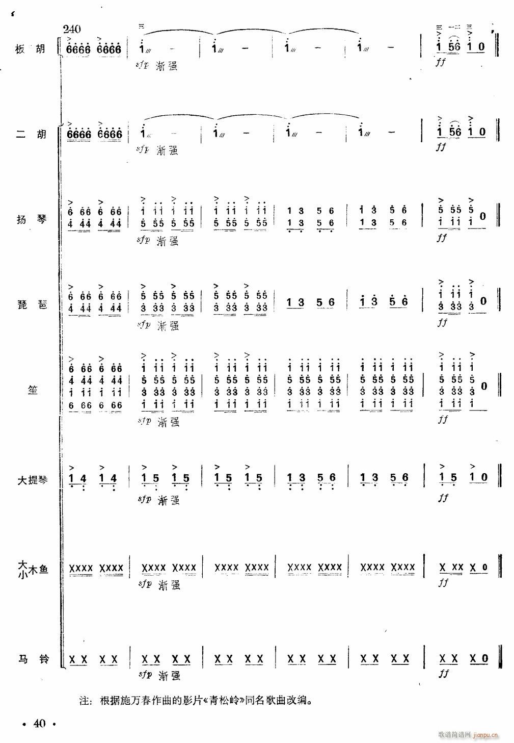 沿着社会主义大道奔前方 板胡独奏 40(总谱)1
