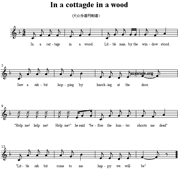 英文儿歌：Inacottagdeinawood(十字及以上)1