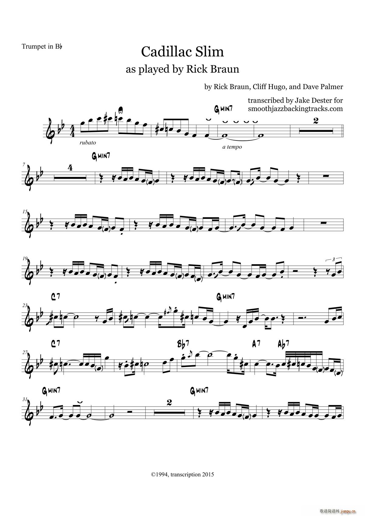 Cadillac Slim Rick Braun Trumpet Trumpet in Bb(十字及以上)1