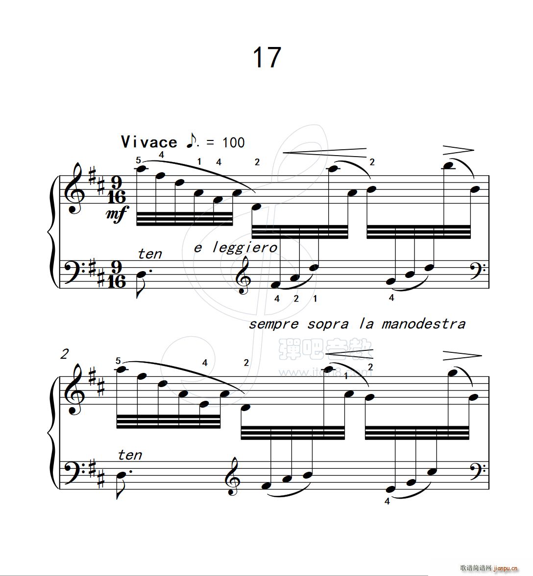 练习曲 17 克拉莫钢琴练习曲60首(钢琴谱)1