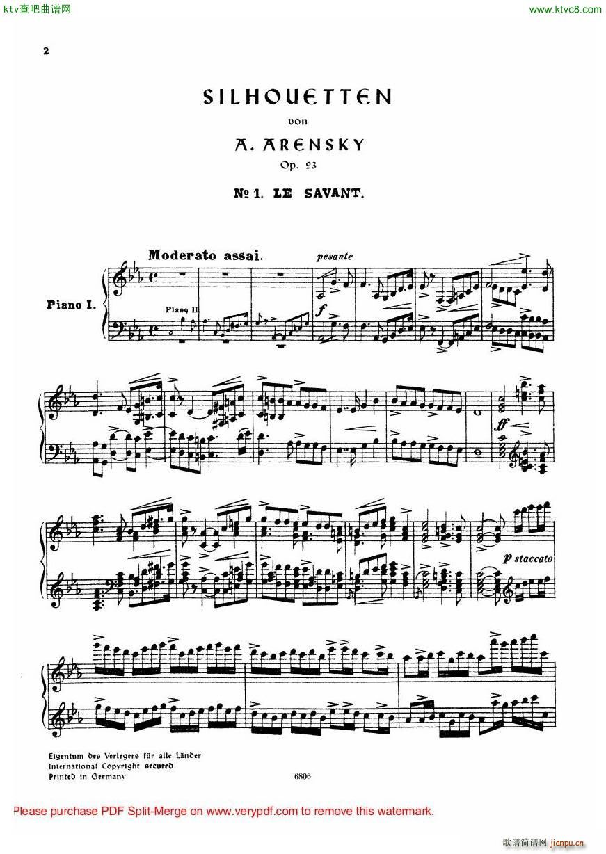 Arensky op 23 Suite No 2 Silhouettes(钢琴谱)3