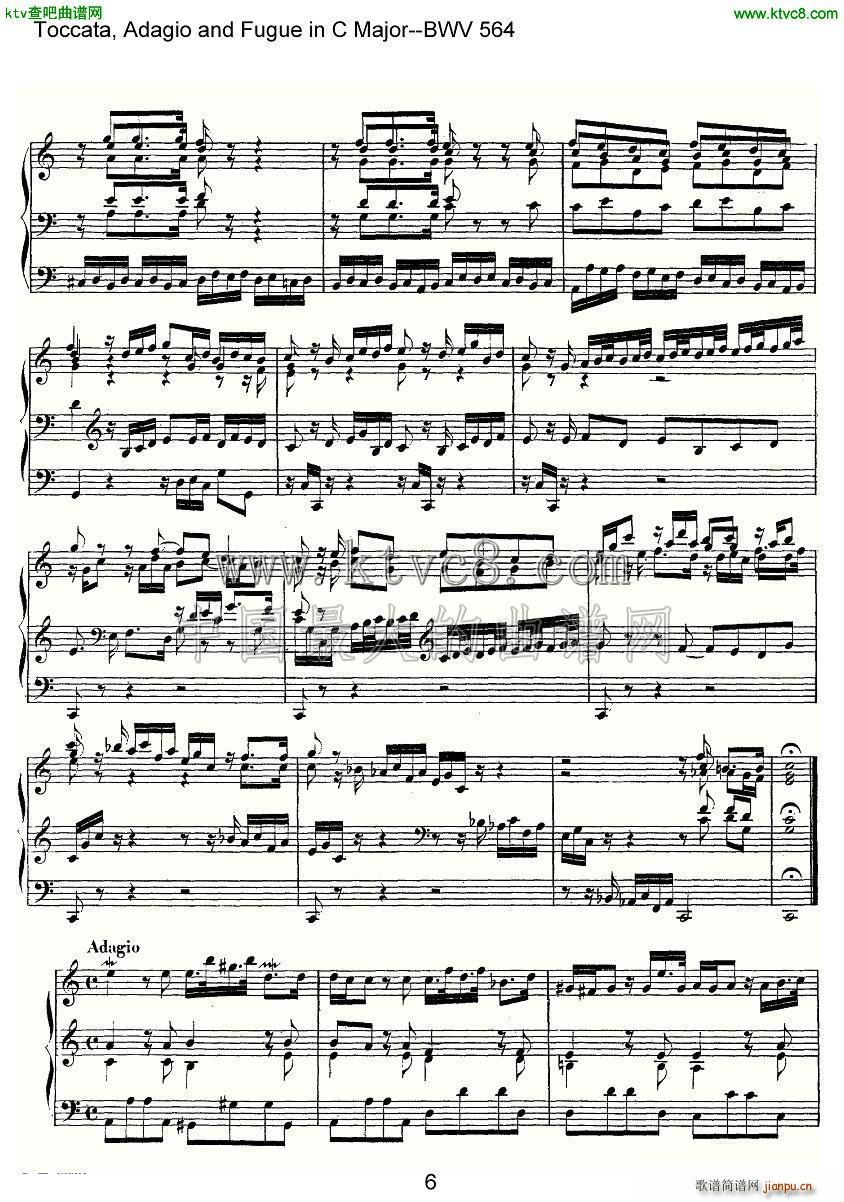 Toccata Adagio and Fugue in C Major BWV 564 管风琴谱(十字及以上)6