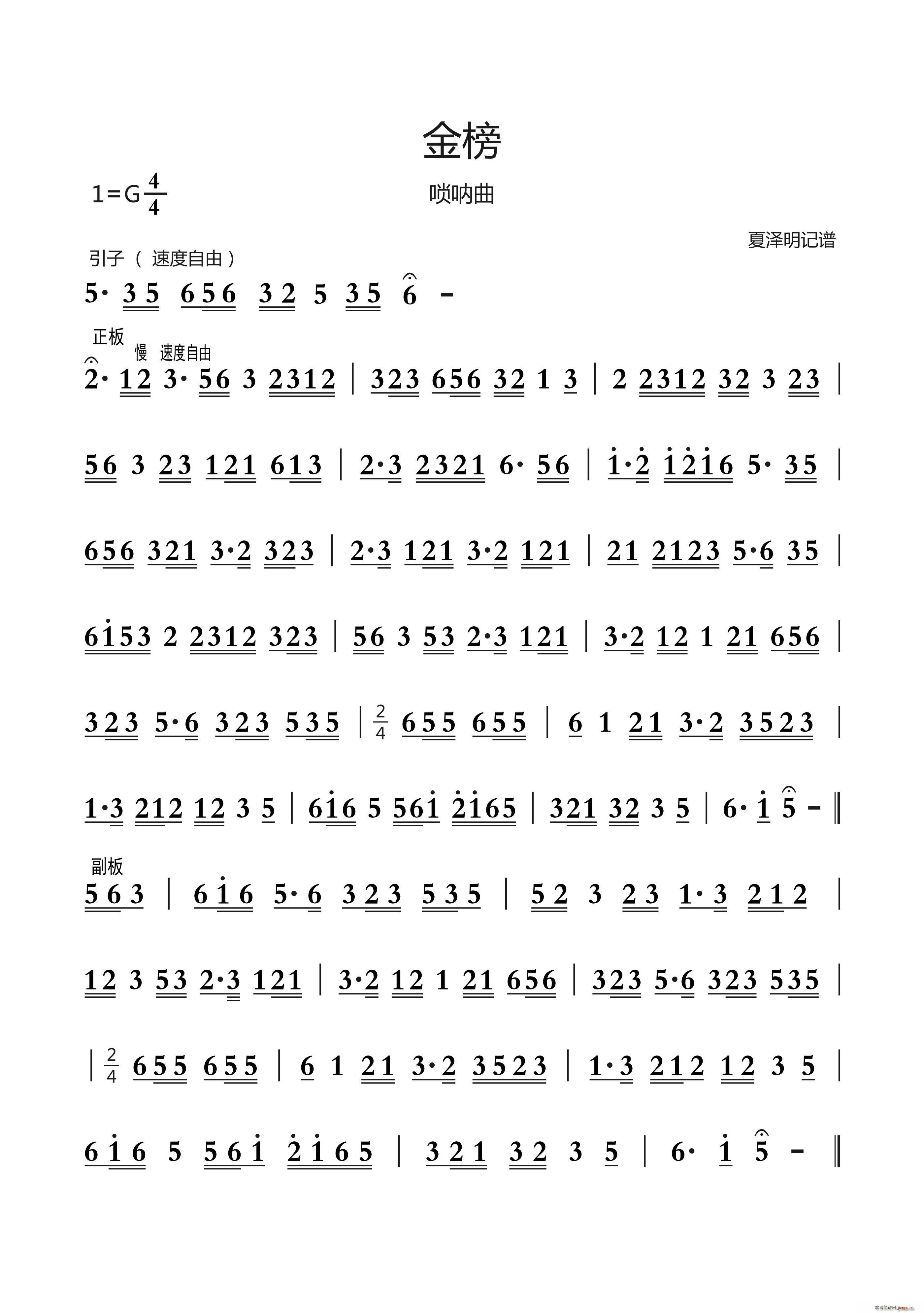 金榜 民间唢呐曲(唢呐谱)1