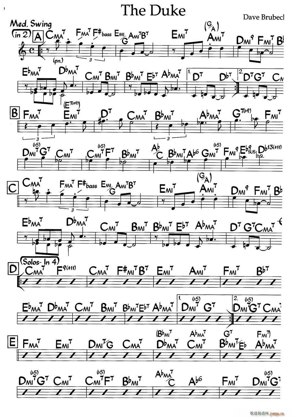 The Duke 公爵 爵士钢琴曲(钢琴谱)1