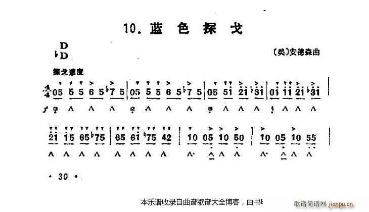 口琴蓝色探戈(电子琴谱)1