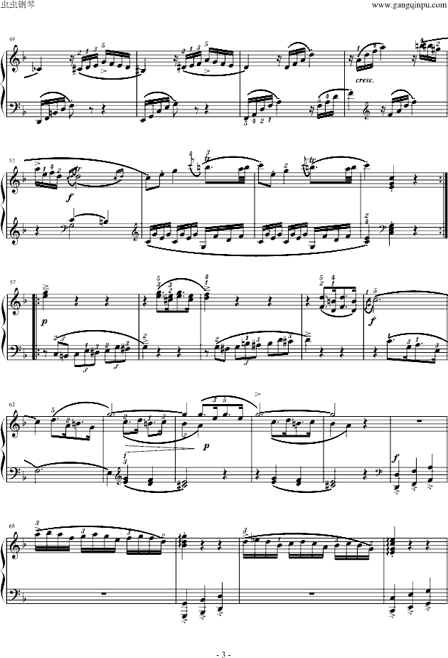 莫扎特F大调钢琴奏鸣曲 K280(钢琴谱)3