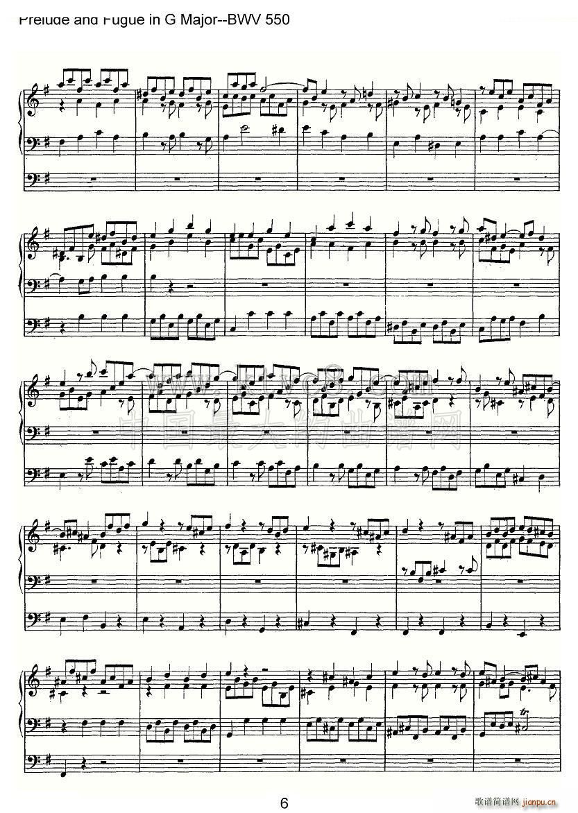 Prelude and Fugue in G Major BWV 550 管风琴谱(十字及以上)6