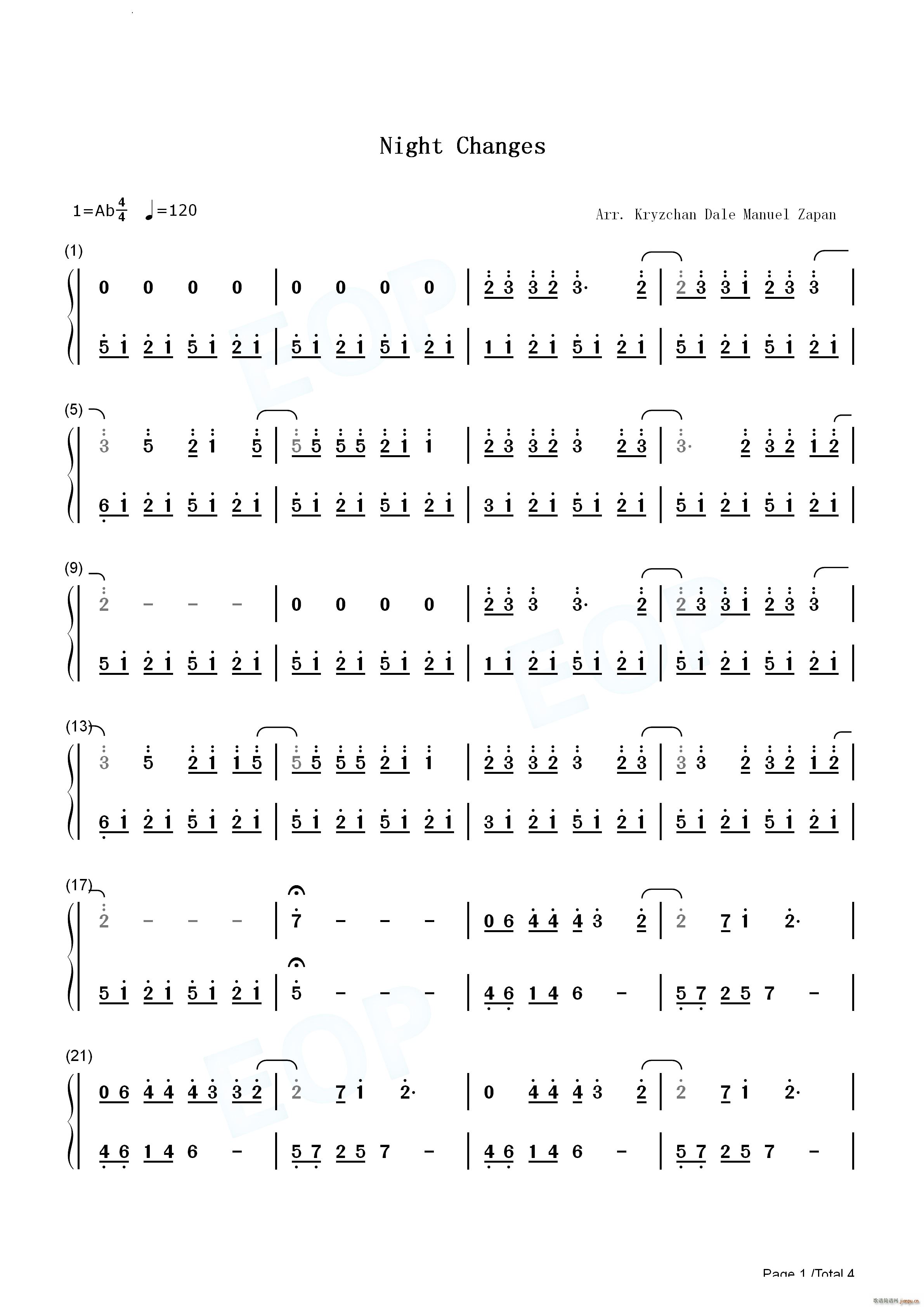 Night Changes夜色渐浓钢琴版(钢琴谱)8