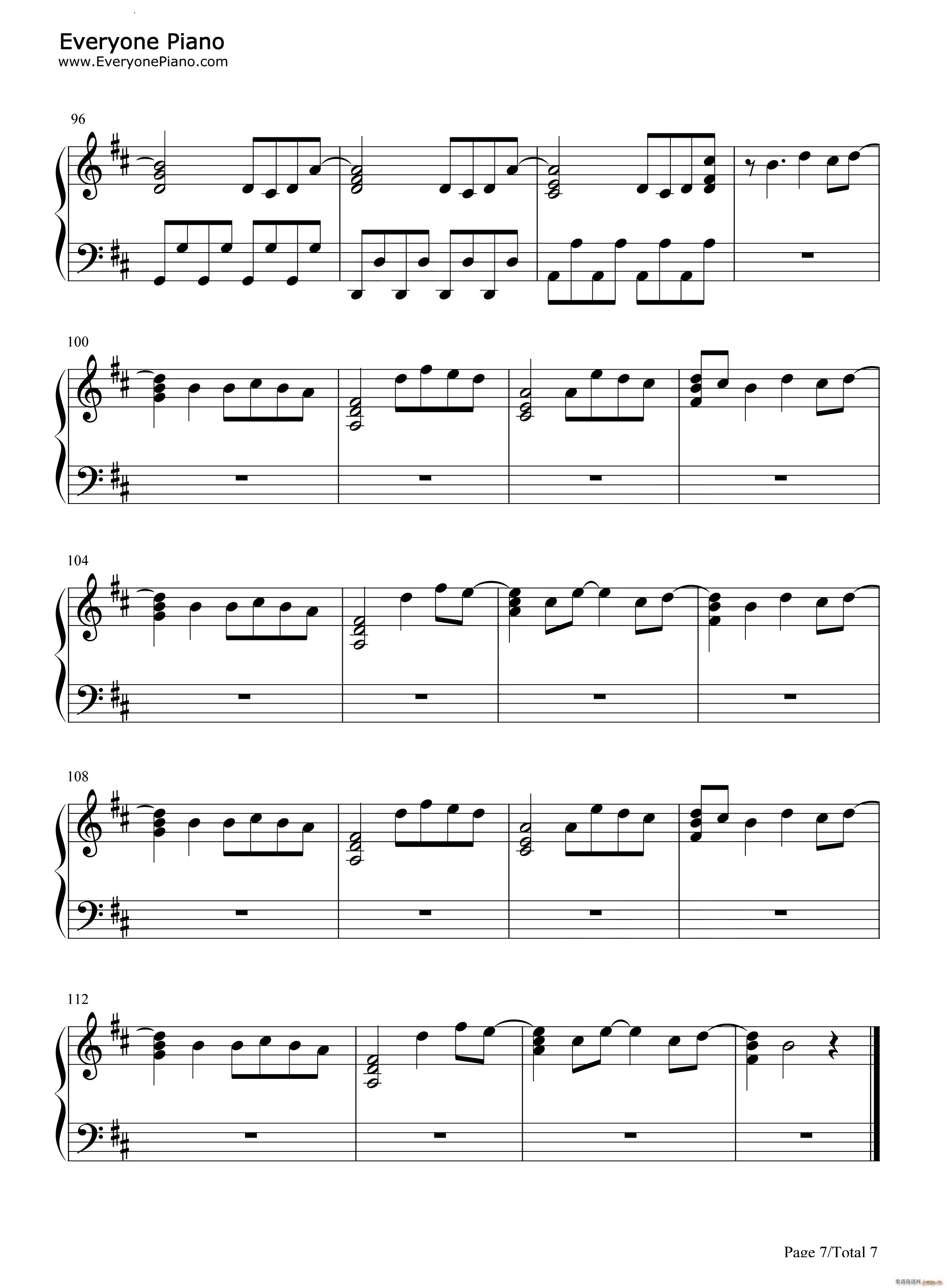 Dragostea Din Tei 不怕不怕(钢琴谱)8