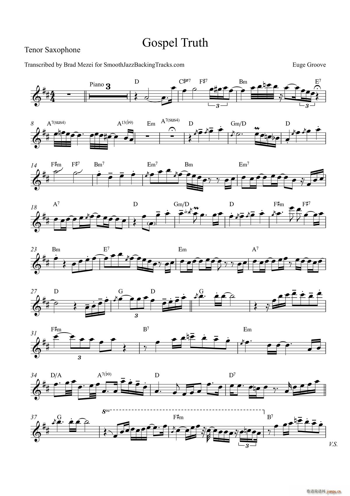 Gospel Truth 次中音萨克斯(十字及以上)1