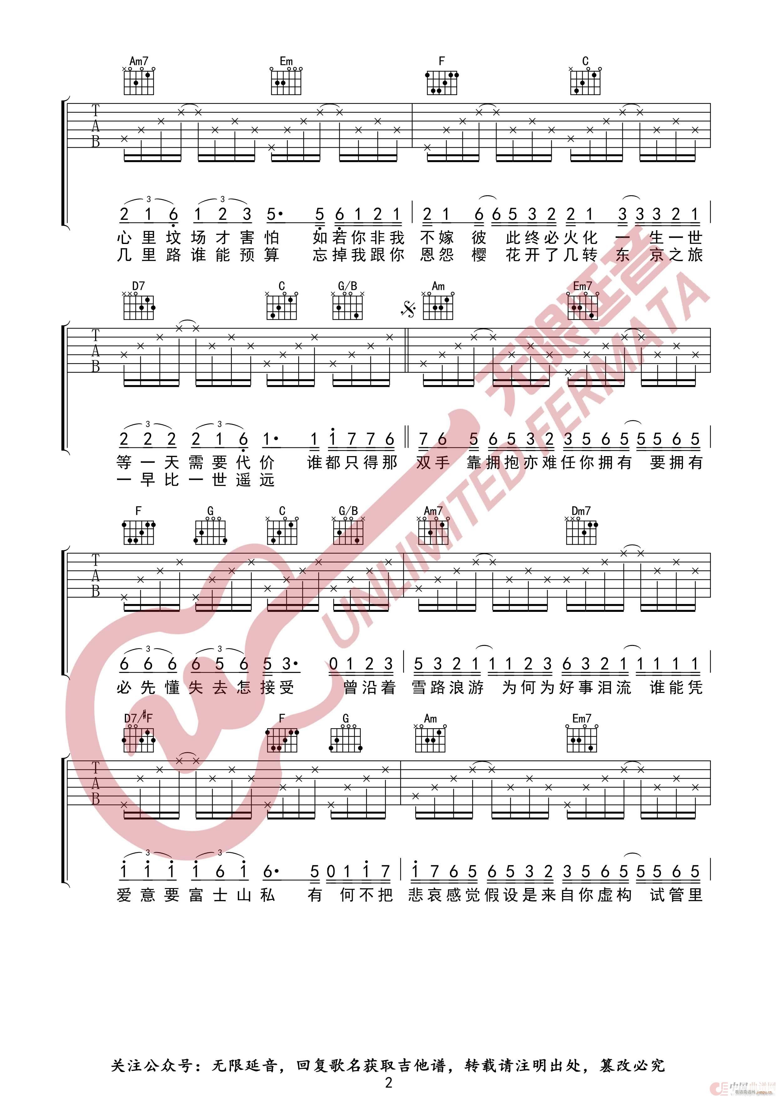 陈奕迅 富士山下 无限延音编配(吉他谱)3