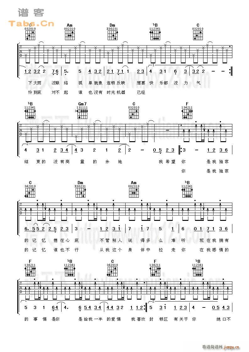 獨家記憶(吉他谱)3