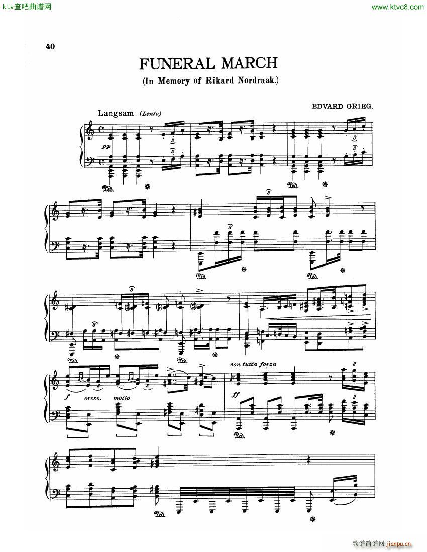 Grieg Funeral March in A minor(钢琴谱)1