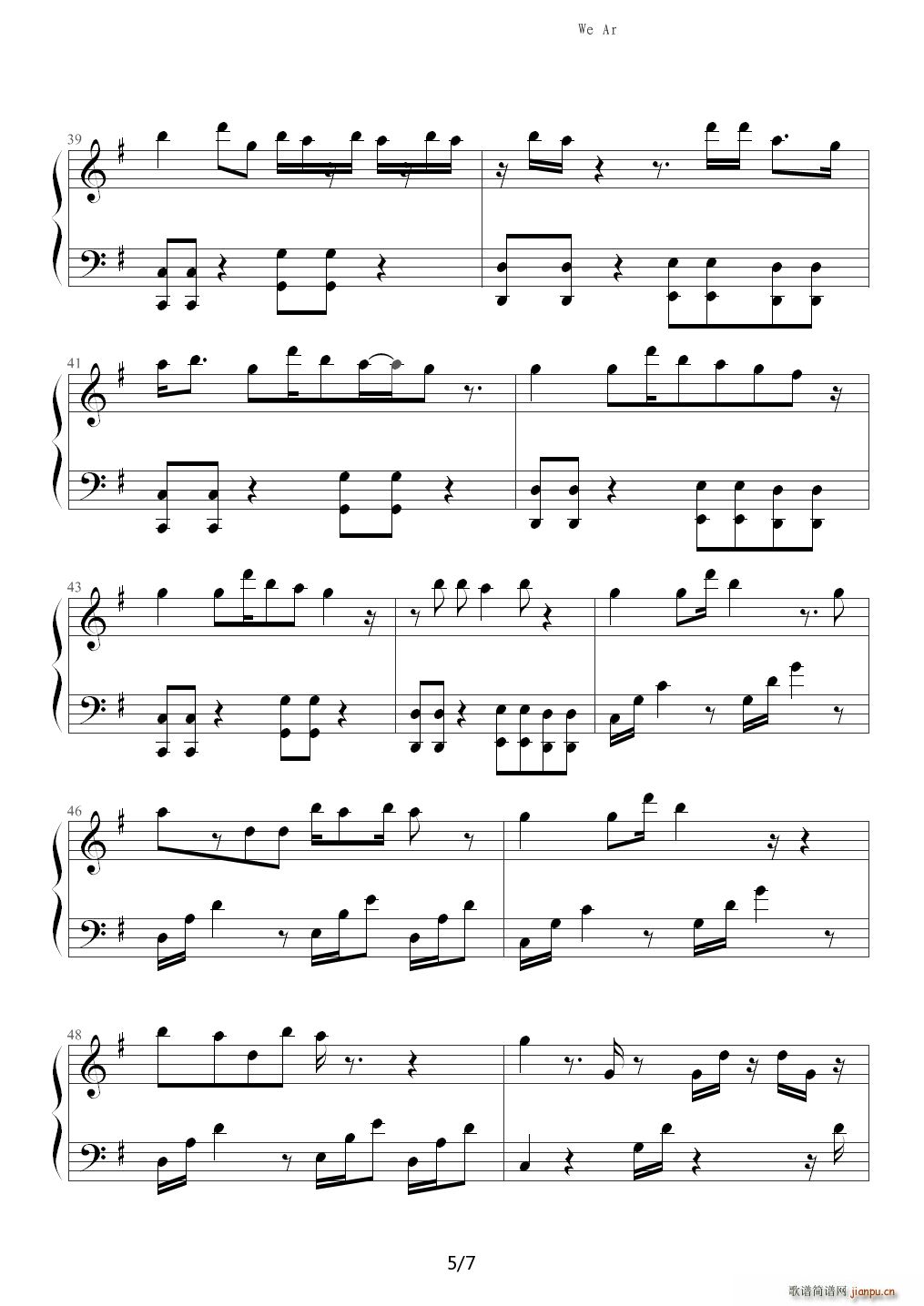 We Are Never Ever Getting Back G调(钢琴谱)5