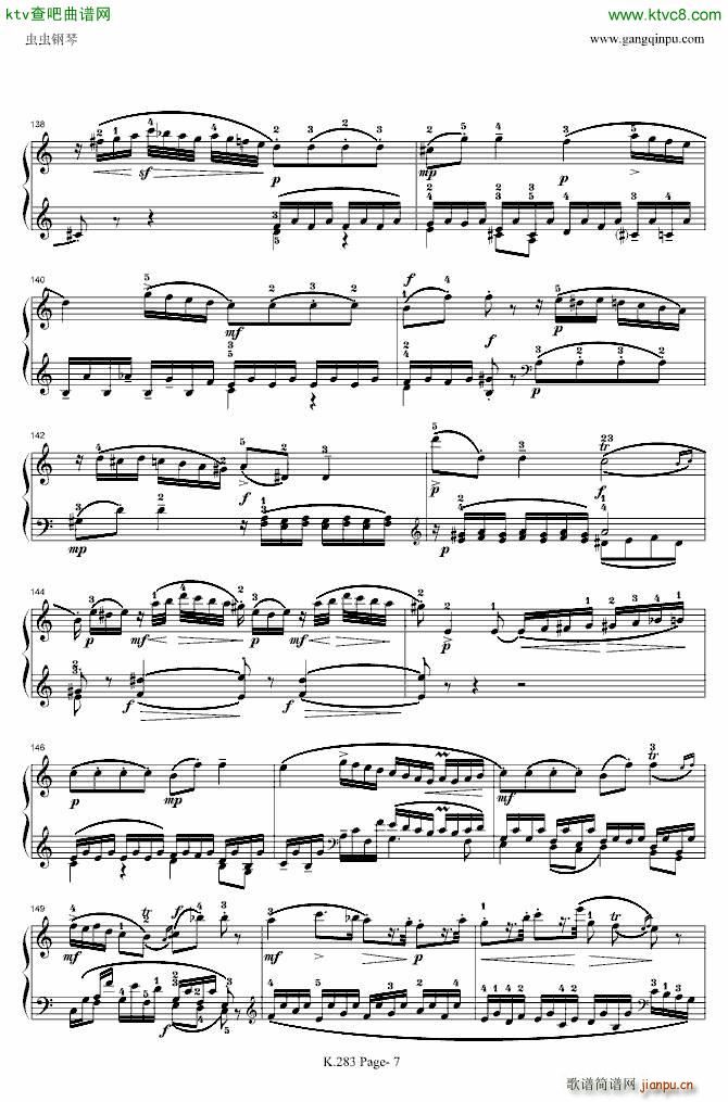 莫扎特G大调钢琴奏鸣曲K 283(钢琴谱)7