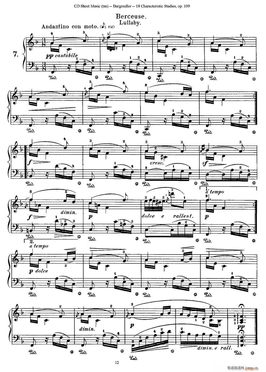 Burgmuller 18 Characteristic Studies 7(钢琴谱)1