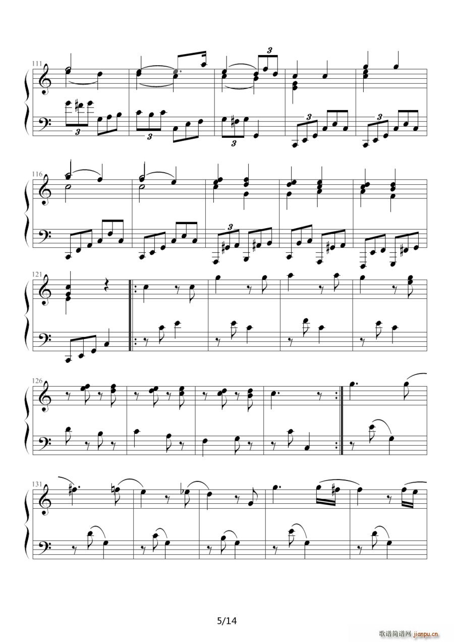小星星变奏曲 K 265 带指法 Mozart 莫扎特(十字及以上)5