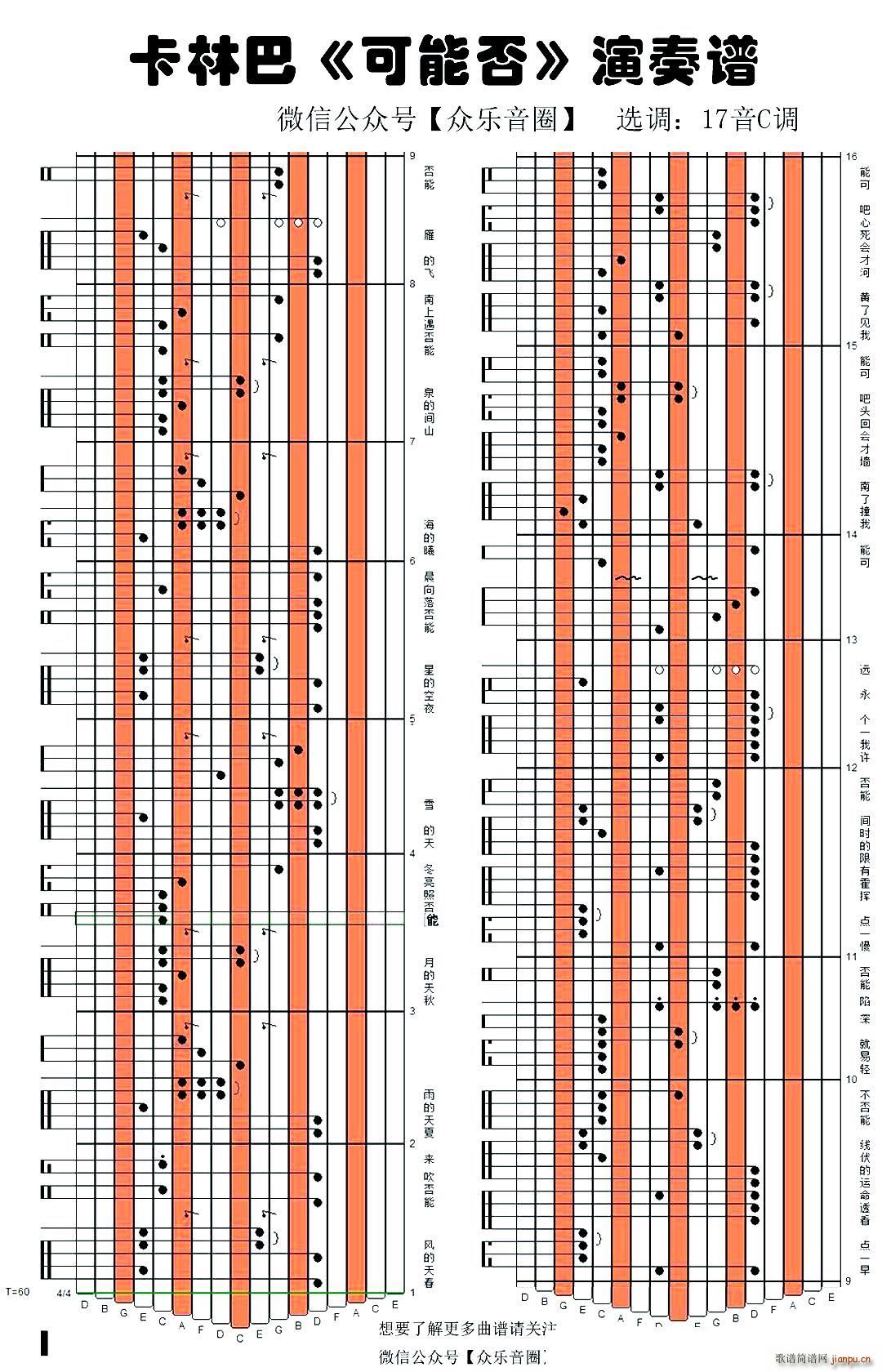 可能否 拇指琴卡林巴琴专用谱(十字及以上)1