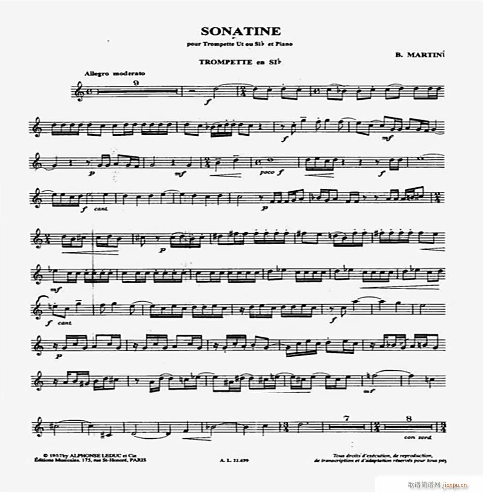 钢琴与小号 小奏鸣曲(钢琴谱)1