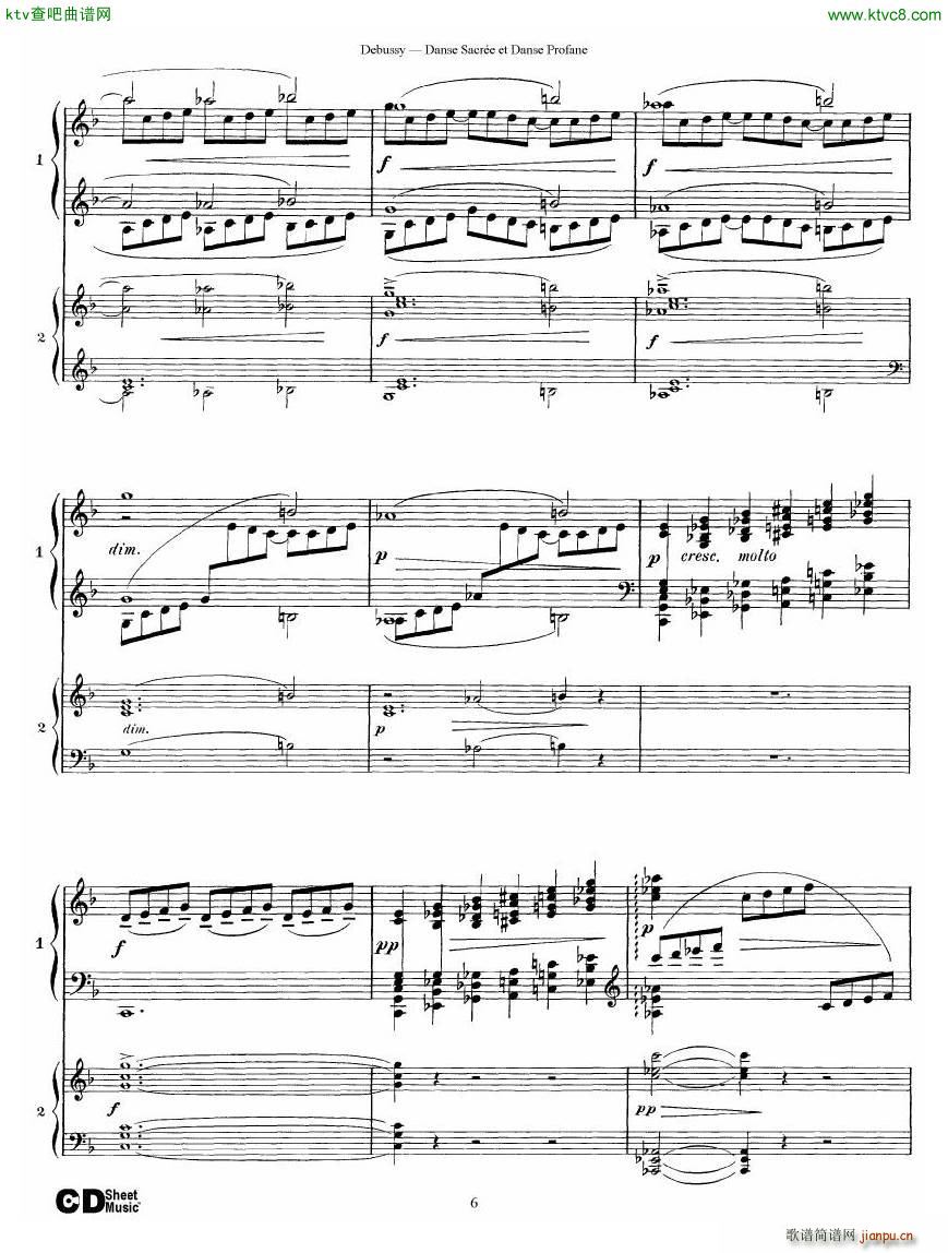 Debussy Danse Sacrée et Danse Profane 2 Piano s(钢琴谱)6