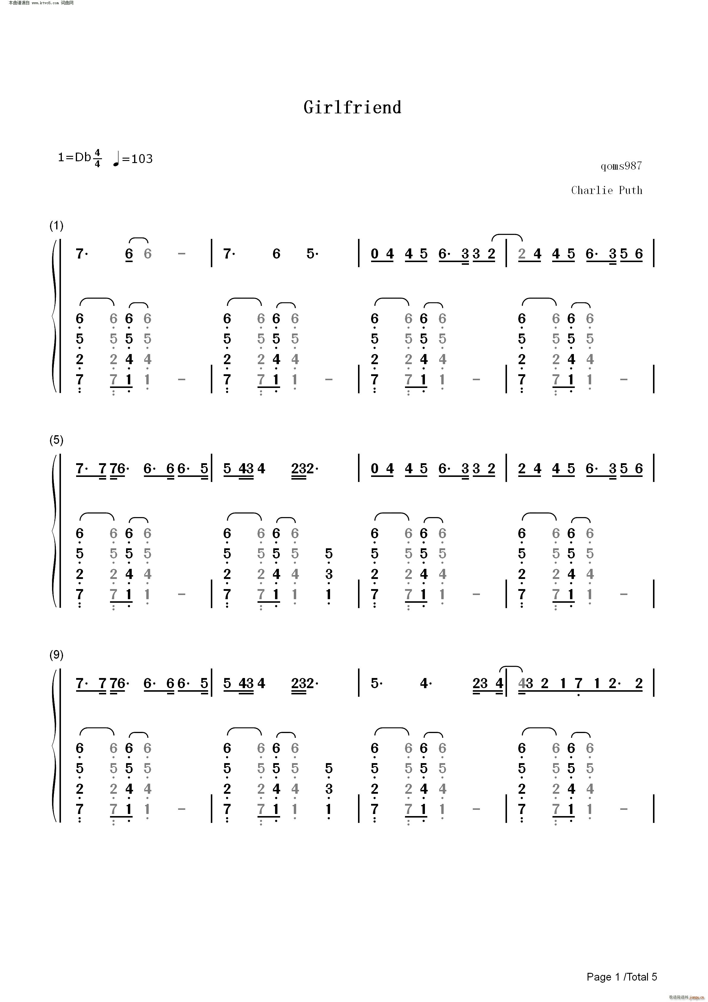Girlfriend(钢琴谱)6