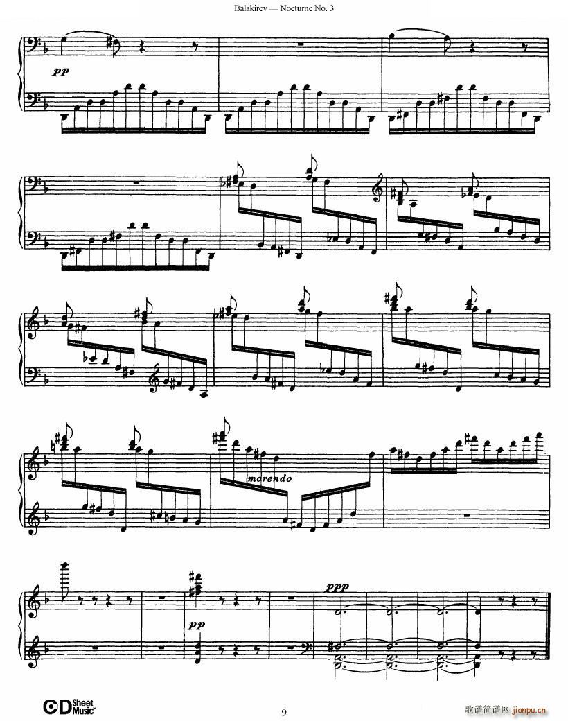 Balakirev Nocturne No 3 Nocturne No 3(十字及以上)9