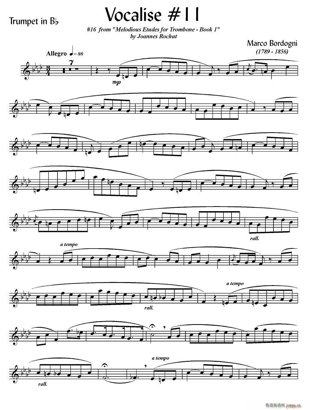 Bordogni Vocalise 11 小号 铜管(十字及以上)1