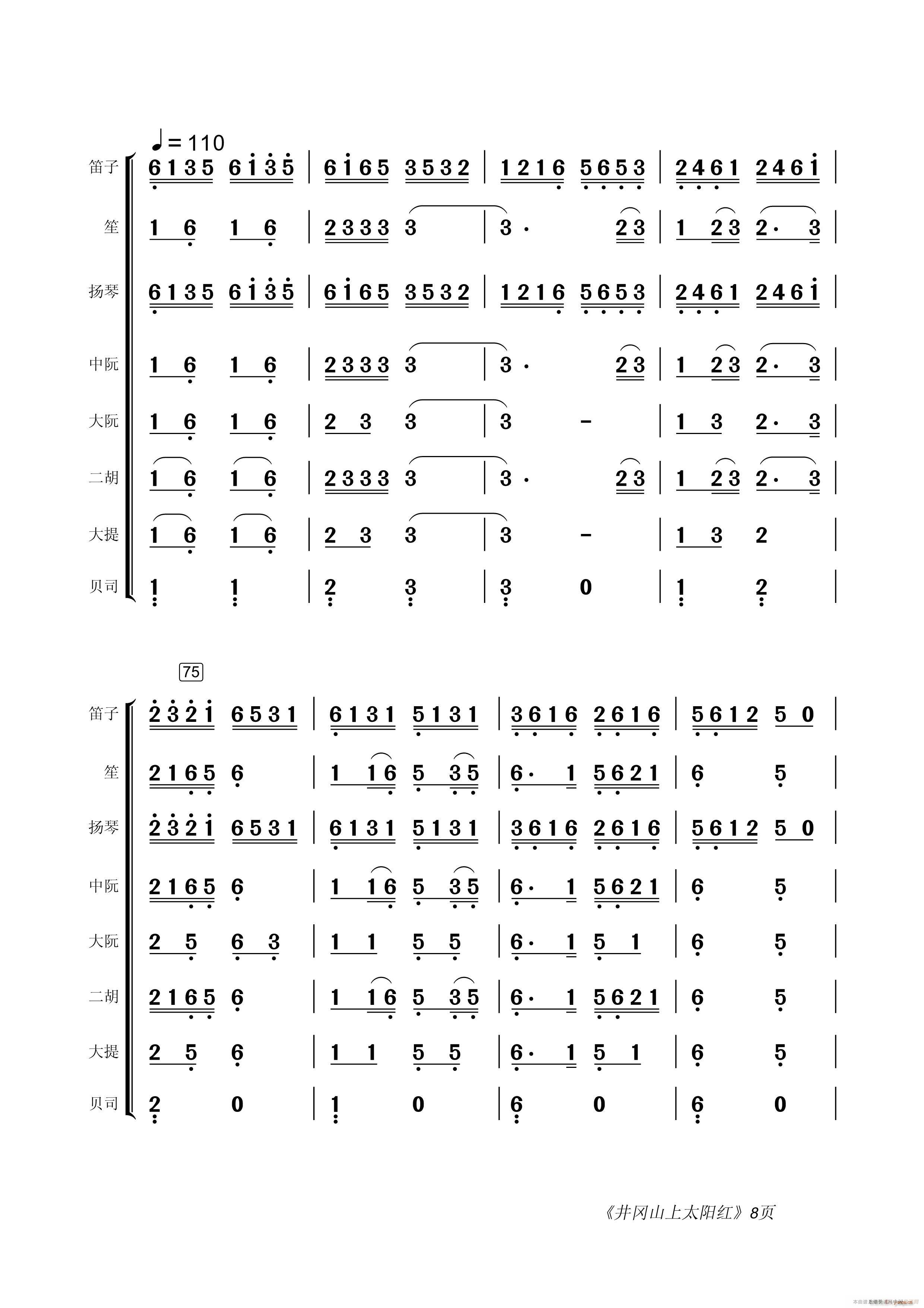 井冈山上太阳红 民乐合奏(总谱)8