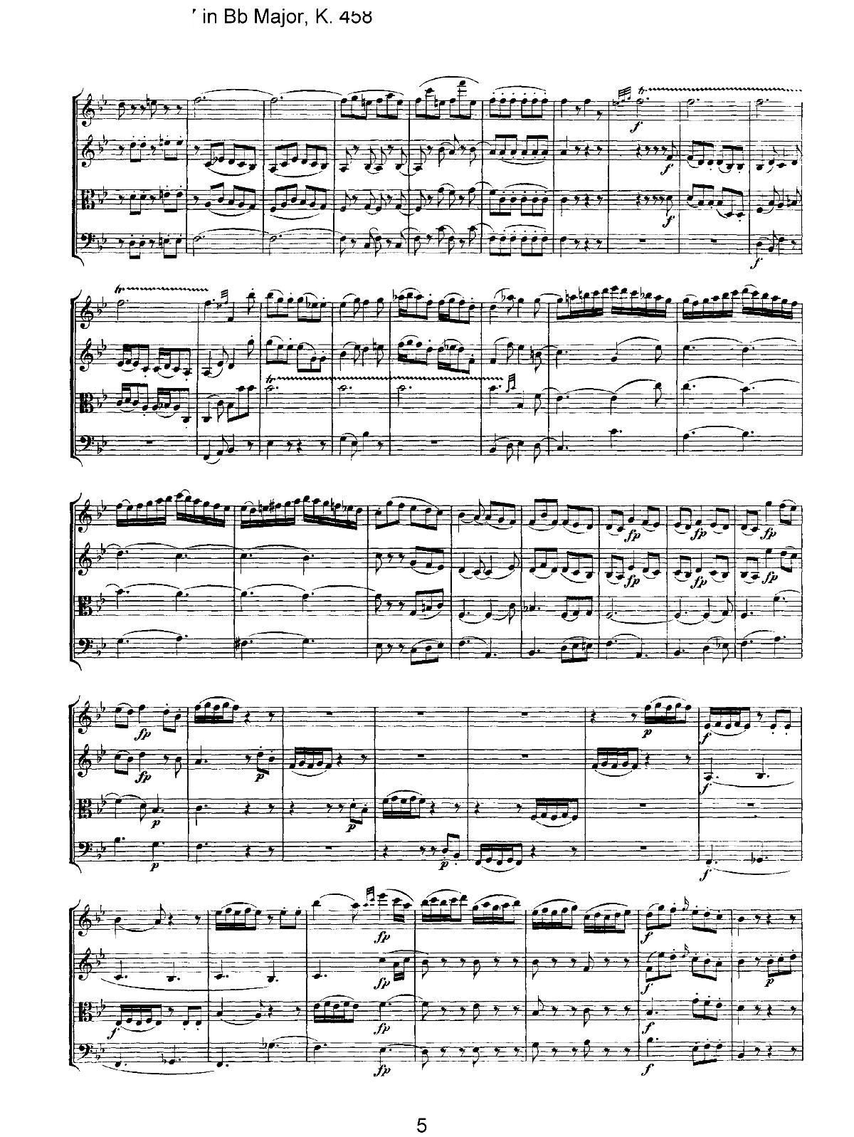 Mozart Quartet No 17 in Bb Major K 458(总谱)5