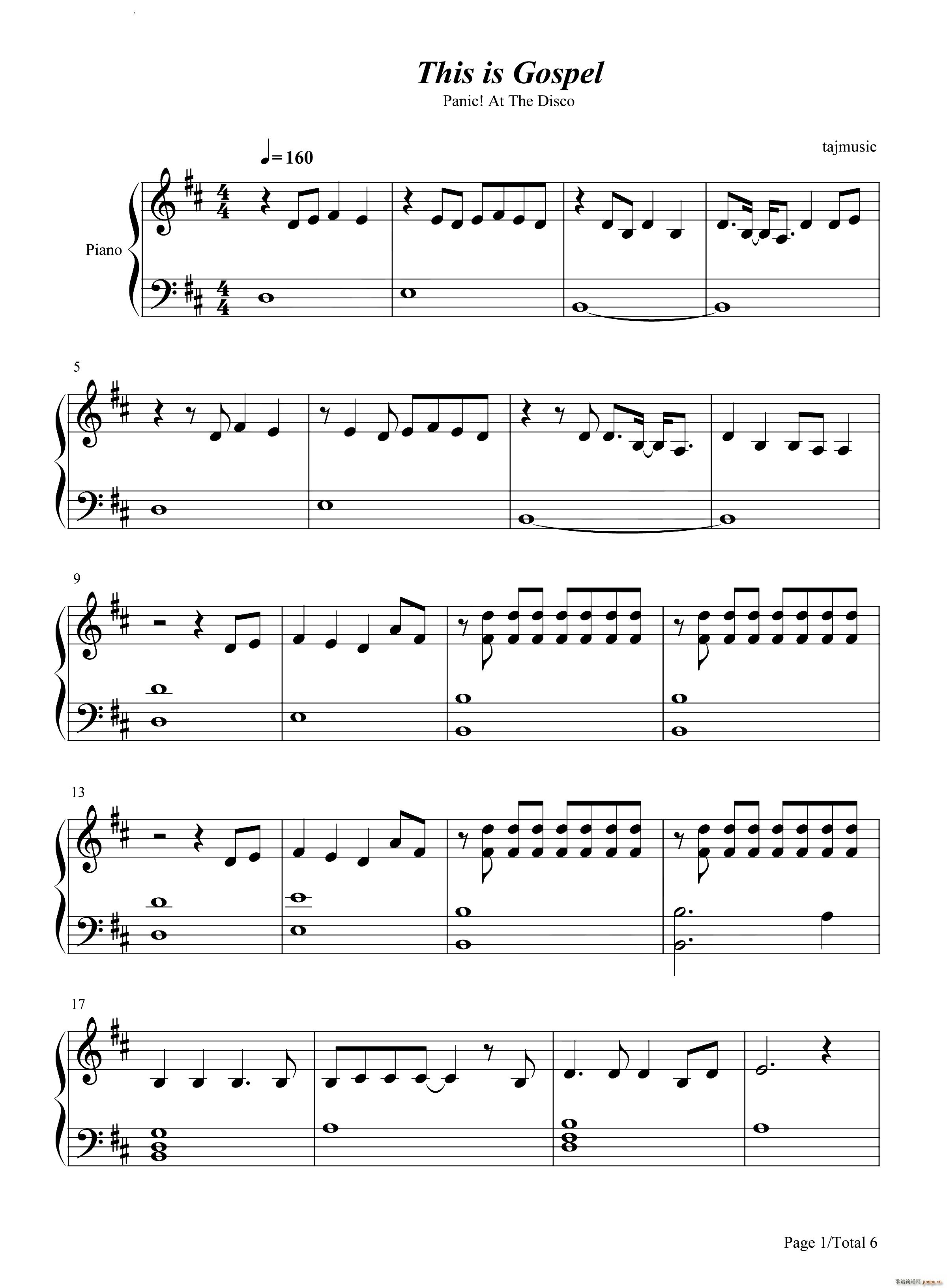 This Is Gospel简单钢琴版(钢琴谱)1